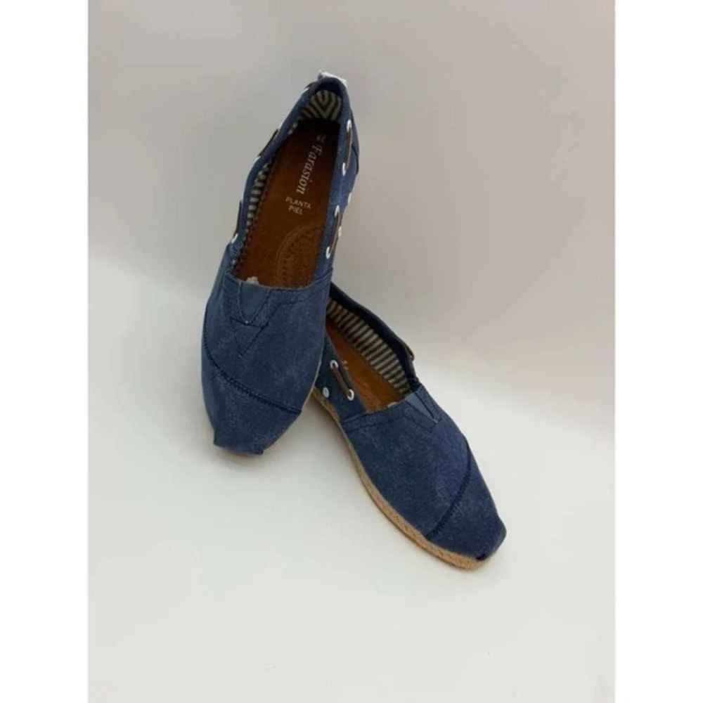 Slip-On Canvas Espadrille‎ Shoes Lightweight Flat Women - Blue - Size 38 US 7.5